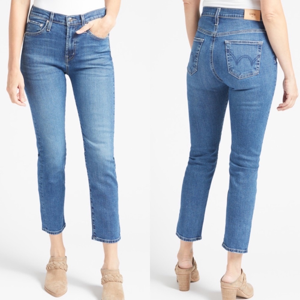 EDWIN Elin CROP STRAIGHT high rise Jeans 5-Pocket Zip Fly (size 28)